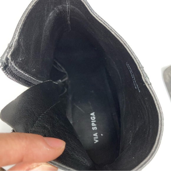Via Spiga Black Leather Upper Ankle Boots Heeled 2.5" Size 8.5 Zip Closure - Picture 12 of 16